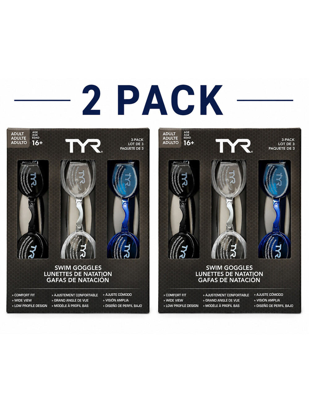 TYR Adult Swim Goggles 6 Pack Swimming Pool Training Goggles Model 1819571 NEW